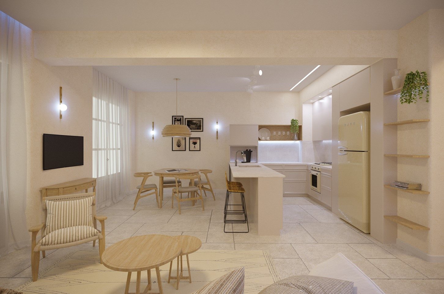 פינת ישיבה בדירת Airbnb